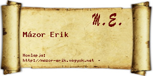 Mázor Erik névjegykártya